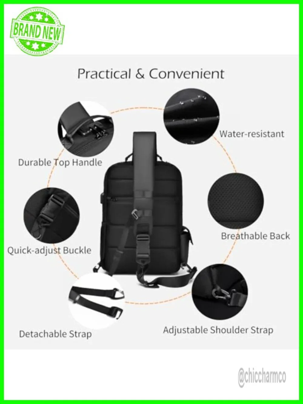 Anti-Theft Crossbody Sling Bag with Lock, 13L Travel Wallet Purse